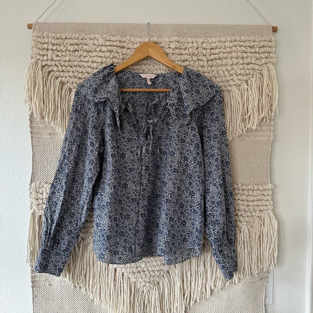 Rebecca Taylor Silk Blend Vine Printed Blouse